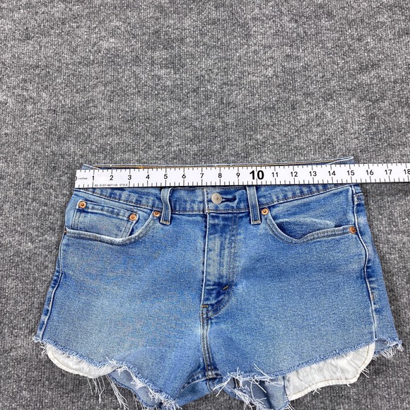 Levis Cut Off Shorts Women 31 Blue 511 Jorts Distressed Daisy Duke Booty Biker - Picture 7 of 11